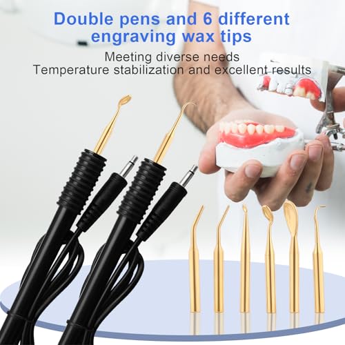 Dental Electric Waxer - SJK Wax Carving Pencil for Model Sculpting with Double Pens & 6 Wax Tips Dental Lab Equipment Wax Tools