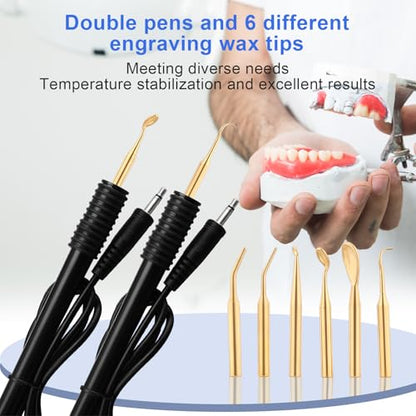 Dental Electric Waxer - SJK Wax Carving Pencil for Model Sculpting with Double Pens & 6 Wax Tips Dental Lab Equipment Wax Tools