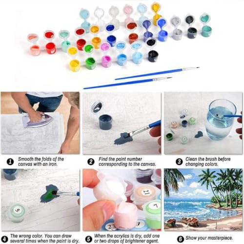 Mrnsiet 4 Pack Framed Paint by Numbers Kit for Kids, Christmas Easy Paint by Numbers for Kids Ages 8-12, DIY Acrylic Oil Painting Drawing Kit for Children Beginner 8x8 Inch - color: DKMT0991+DKMT0992+DKMT0993+DKMT0994-US