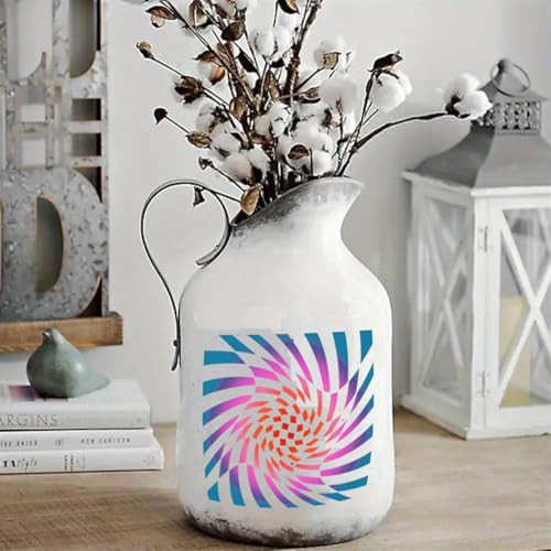 9 Pieces Abstract Geometric Stencil Set, Reusable Plastic Optical LiNE 3-D Illusion Stencil Sphere & Line Modern Wall Stencil Painting Templates for DIY Art, Scrapbooking, Drawing, Wall & Floor Decor