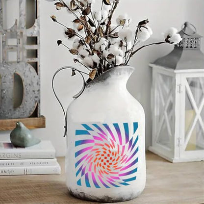 9 Pieces Abstract Geometric Stencil Set, Reusable Plastic Optical LiNE 3-D Illusion Stencil Sphere & Line Modern Wall Stencil Painting Templates for DIY Art, Scrapbooking, Drawing, Wall & Floor Decor