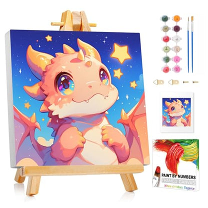 XTCIXAL Paint by Numbers Kit for Kids with Frame, Dragon, 8X8 inch - color: 11-Dragon