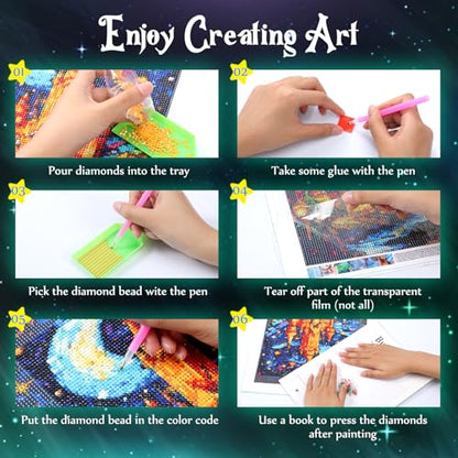 Diamond Painting Romantic Island Diamond Painting Kits for Adults, Full Round Diamond Blue Castle DIY Landscape Art Room Decor Dining Room Decor for Romantic Gifts Valentine's Day Surprise 30x40cm