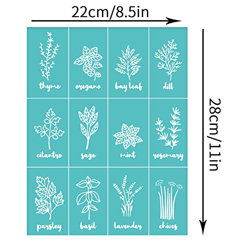 OLYCRAFT 2Pcs Self Adhesive Printing Stencil Herbs Pattern Silk Screen Printing Stencil Plants Pattern Reusable Mesh Stencils for DIY Home Decor T-Shirt Pillow Fabric Bags 8.7x11 Inch - color: Herb Theme