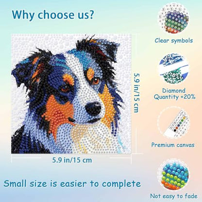 UiSdfuy Diamond Art Kits for Kids,Arts & Crafts for Kid Ages 8-12,Diamond Art for Kids,Gem Art 4 Pack Diamond Painting 6" X 6" (4-Dog) - color: 4-dog