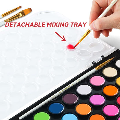 TRANSON 48 Colors Watercolor Paint Set with 4pcs Paint Brushes and 1pcs Water Brush Pen for Adults, Beginners and Artists