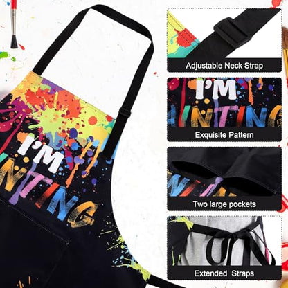 Painting Artist Apron with Pockets, Waterproof Painting Aprons for Adults, Adjustable Art Apron Bib Apron - color: Style 5