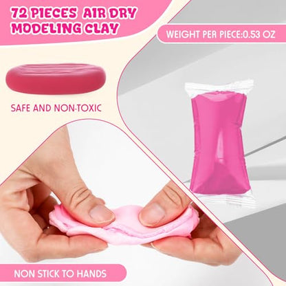 VioraWhite 72 Pcs 38oz Air Dry Clay Bulk Modeling Clay,Pink | Ultra Lightweight Foam Modeling Clay for Kids Adults, DIY Gifts Party Arts Crafts, School Project Supplies - color: Pink