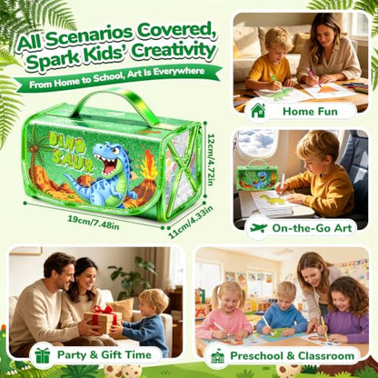 DreamyCandy 72 Pcs Washable Markers Set for Kids 4-8, Dinosaur Art Set Gift - color: Green Dinosaur
