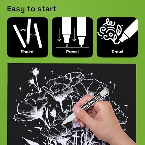 ARTISTRO White Paint Pens - Extra-Fine Tips - Set of 5 - color: White