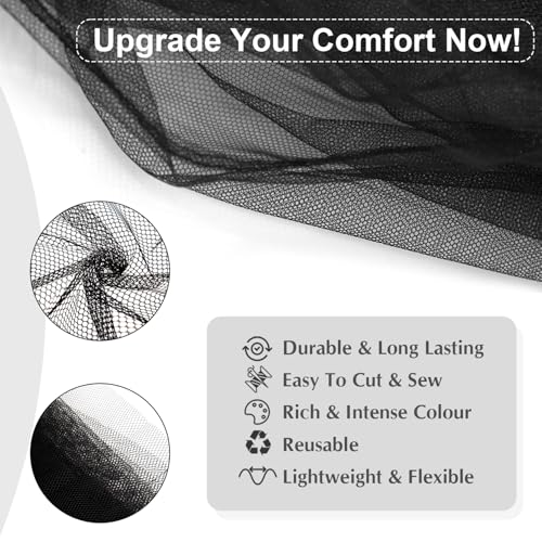 59" x 72"(2 Yards) Black Mesh Fabric | Slightly Stretchy for Sewing Projects, Backpack Pocket and Straps, Netting Clothes and Shopping Bag - color: Black