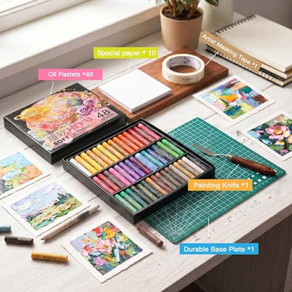 rubens 81 PCS Soft Oil Pastels Kit for Beginner Drawing - color: 48 Colors Set