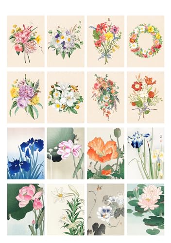 Decoupage Paper Pack (35 Sheets 6"x8") Elegant Illustrations of Delicate Flowers FLONZ Vintage Illustration Pictures Cards for Decoupage, Craft and Scrapbooking - color: Nine
