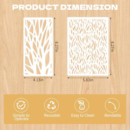 18 Pcs Stencils for Painting Mixed Size Texture Stencils Reusable Designs Featuring Crackle Wood Grain Waves Brick Wall and Bubble Patterns for Painting on Wall Canvas and DIY Projects - style: Style 2