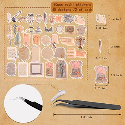 200Pcs Vintage Scrapbook Stickers, Aesthetic Junk Journal Stamping Supplies Kit, Scrapbooking Ephemera Washi Paper for Bullet Journaling Planners Diary Collage - style: Retro Memory