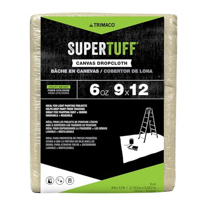 Trimaco SuperTuff 6 oz Thick Utility Weight Canvas Drop Cloth, 9-feet x 12-feet - size: 9-feet x 12-feet