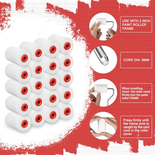 Nuogo 120 Pcs 2 Inch Foam Paint Roller High Density Foam Roller Mini Paint Roller Refills Paint Edger Tool for Walls Brings Smooth Finishes Flat Surfaces - size: 2 Inch