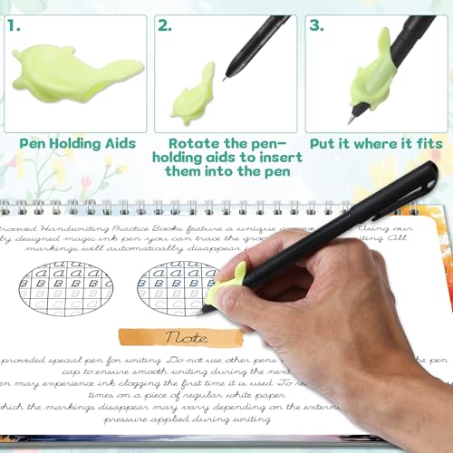 gisgfim 2 Pack Grooved Cursive Handwriting Workbook Magic Grooved Cursive Reusable Handwriting Practice Tracing with Disappearing Ink Pens for Kids Learning Activities Supplies (Words&Sentence) - style: Vocabulary+Sentence