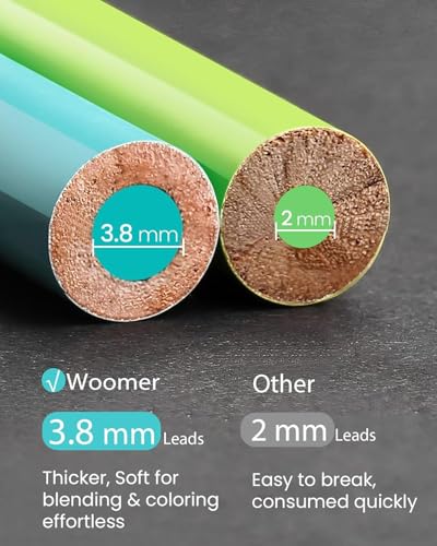 Woomer Premium Colored Pencils: Opening Inventory Available, 72 Colors | 3.8mm Soft Core, High Pigment, Wax Oil Based - color: 72 Vivid Colors