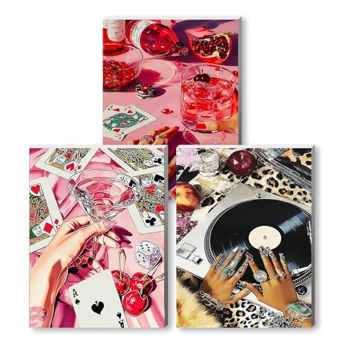 Jiqinsiye 3 Pcs DIY Paint by Numbers for Adults,Wooden Framed Pink Painting by Number Kits on Canvas,Acrylic Color by Numbers for Adult Beginner,Gifts Decor for Home Wall Room (Hand) - color: hands