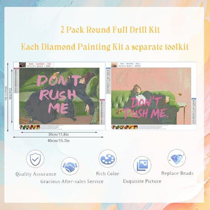 LILEIDECO 2-Pack Diamond Painting Kit, Retro Female and Men Painting Art Beginner DIY Round 5D Paint Tape Diamond Picture Gem Full Drill Diamond Dot Crystal Kit Home Wall Decoration Gift 16x12inch - color: BL33-1-2