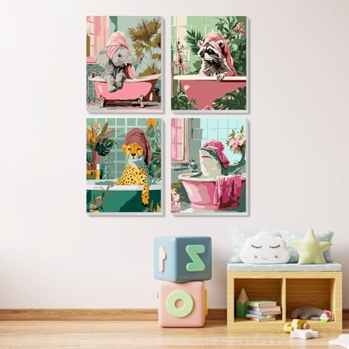 MXJSUA 4 Pack Elephant Shark Animals Framed Paint by Numbers Kit with Canvas for Adults Beginner, DIY Acrylic Oil Painting Kits with Brushes for Home Wall Decor Gift (8x10 inch) - color: Elephant Shark Animals