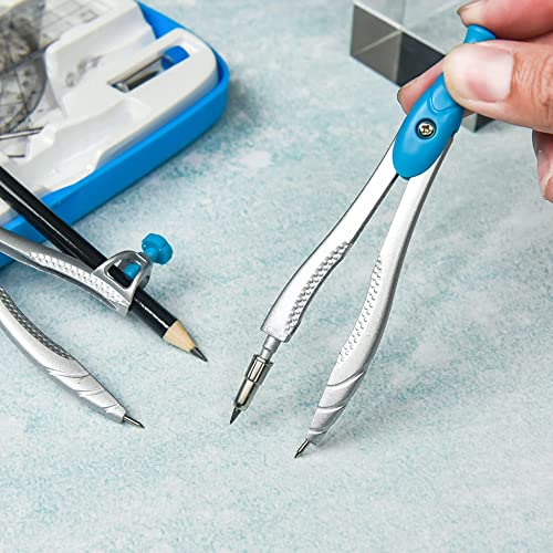 Geometry Set,10 Pcs Protractor and Compass Set, Math and Ruler Set for Students, Class Supplies, and School - Essential Compass Geometry Tools for Precision and Quality (Blue)