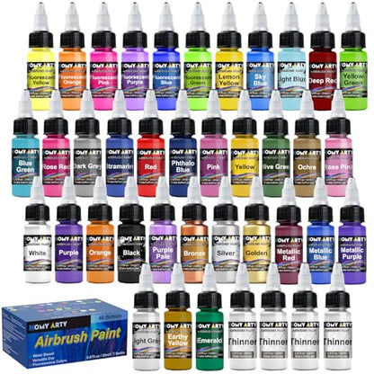 HOMY ARTY Airbrush Paint - 36 Colors with 4 Thinner - color: 36 Colors with 4 Thinner