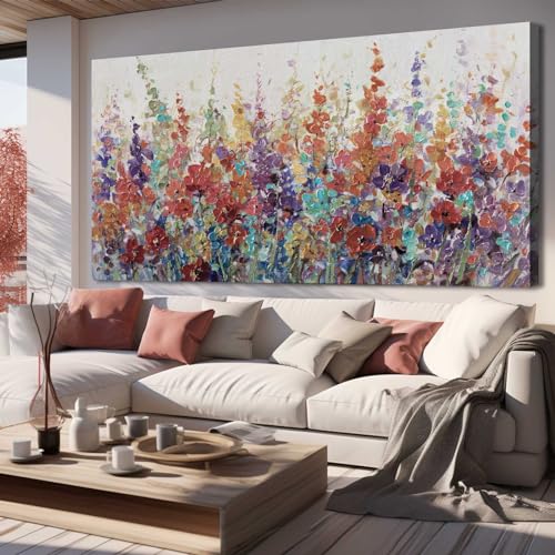 XIANSHOU Pink and Gold Wall Art Flowers Picture Textured Wall Art for Bedroom Living Room Office Girls Room Wall Decoration 29"x 58" - color: Colorful, size: 58"L x 29"W