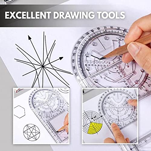 1PCS Multifunctional Geometric Ruler Geometric Drawing Template Measuring Tool Plastic Draft Rulers Students for School Office Supplies