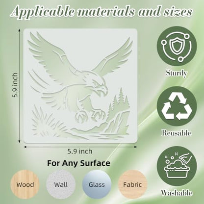 Eagle Stencils for Crafts Reusable 20Pcs Stencils(5.9X5.9 Inch) - color: Eagle 1
