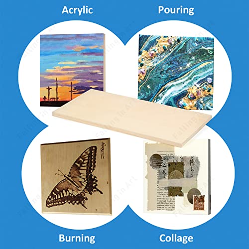 Falling in Art 2 Pack 12x24’’ Unfinished Birch Wood Panels Kit for Painting | Studio 3/4’’ Deep Wood Canvas, Cradle Boards for Acrylic Pouring, Art, Crafts, Epoxy Resin, Laser Engraving Cutting - size: 12'' x 24''