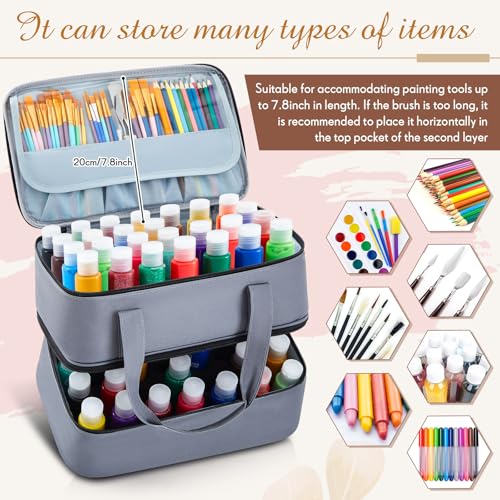 Abbylike Acrylic Paint Organizer Bag for up to 56 Bottles (2 Oz),Gray - color: Gray