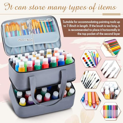 Abbylike Acrylic Paint Organizer Bag for up to 56 Bottles (2 Oz),Gray - color: Gray