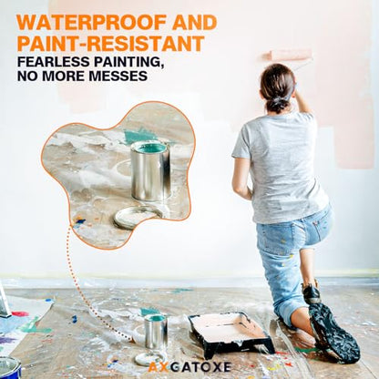 Axgatoxe 12 x 9 Ft Plastic Drop Cloths for Painting (20-Pack) | Plastic Painter's Sheeting & Tarps for Painting Supplies, Waterproof & Dust-proof Furniture/Couch/Floor Protection Cover - size: 20-Pack