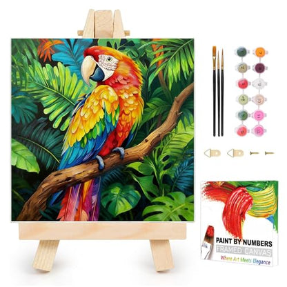 AUKELHJ Framed Paint by Numbers Kit for Adults, Parrot, 10x10 inch - color: 16-Parrot