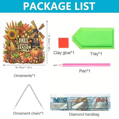 Fairyland JinWenn Hanging Diamonds Art kit for Adult,DIY Fall Diamonds Painting Art Kit, 7.45x7.68 inch Acrylic Diamonds Painting Board Kit Ornament, Special Crystal Diamond Hanging Ornament - color: DP01804