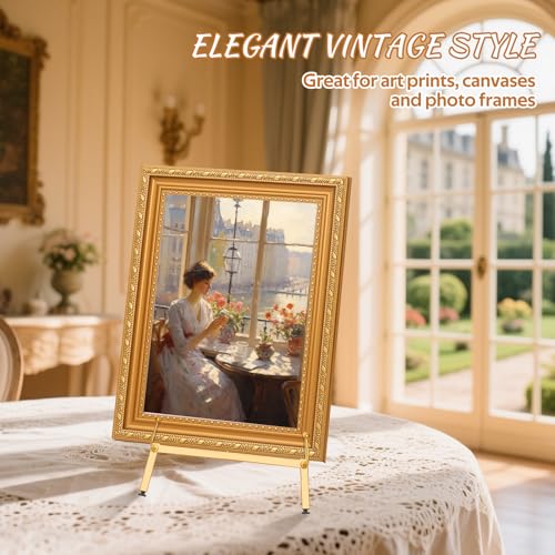 2 Pack Metal Easel Stand 16.5" H x 8.7" W x 4.3" D Table Top Easel Stand for Display Tripod Art Picture Mirror Modern Plate Holder for Display Photo, Book, Wedding Sign, Menu Board, Canvas
