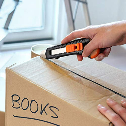 REXBETI 36-Pack Box Cutters, Retractable Utility Knife, 18mm Wide Blade | Razor Sharp Snap-Off Blade, Smooth Sliding Mechanism, Durable Cutter Knife for Cartons, Cardboard, Boxes, Office and Home - style: 36 Pack