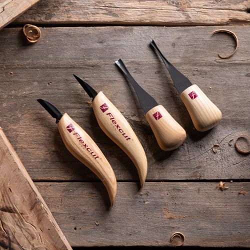 Flexcut Wood Carving Tools| Beginner Palm & Knife Set | 1095 High Carbon Steel Blades| Ergonomic Ashwood Handles | KN600 | Made in the U.S.A. - style: Beginner Palm & Knife Set