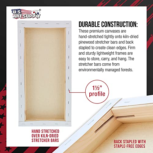 U.S. Art Supply Long Stretched Canvas for Painting 6x12 inch Gallery Depth 1-1/2" Thick, 3-Pack - 12oz Acrylic Gesso Triple Primed, Professional Artist Quality, 100% Cotton - Pouring, Oil Paint - size: 6" x 12"
