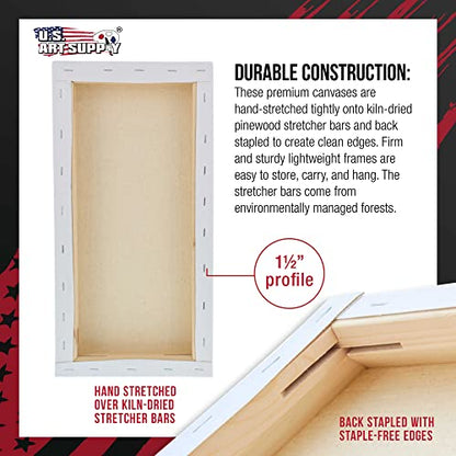 U.S. Art Supply Long Stretched Canvas for Painting 6x12 inch Gallery Depth 1-1/2" Thick, 3-Pack - 12oz Acrylic Gesso Triple Primed, Professional Artist Quality, 100% Cotton - Pouring, Oil Paint - size: 6" x 12"