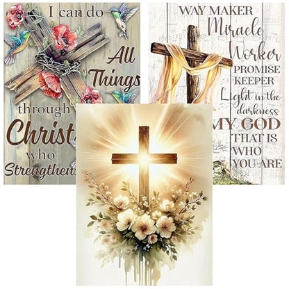 3 Pack Diamond Art Kits for Adults, Cross Diamond Painting Kit 11.8x15.7 in - color: 3 Pack Cross, size: 11.8x15.7in(30x40cm)