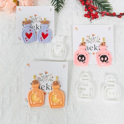Xaekicr 3PCS Magic Potion Bottle Polymer Clay Cutters Set – Halloween Clay Earring Cutters Molds for DIY Earrings & Jewelry Making – Fun Clay Tools for Polymer Crafts - color: Q color