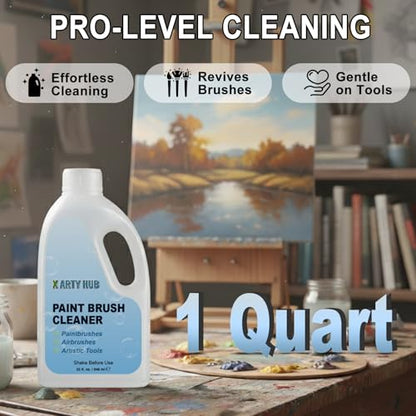 Paint Brush Cleaner 32 fl oz, for Water-Based Acrylic Paints | Gentle Cleaning Solution for Paintbrushes, Airbrushes & Art Tools, Acrylic Paint Cleaner & Airbrush Cleaner