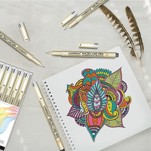 01 Micro Pen, Waterproof Archival Ink, 0.25mm Fineliner Ink Pens for Artist Illustration, Sketching, Anime, Manga, Technical Drawing and Scrapbooking, Fine Point Pen with 24 Colors - color: 24 Colors