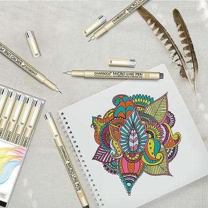 01 Micro Pen, Fine Point Pen with 12 Colors, Waterproof Archival Ink, 0.25mm Fineliner Ink Pens for Artist Illustration, Sketching, Anime, Manga, Technical Drawing and Scrapbooking - color: 12 Colors