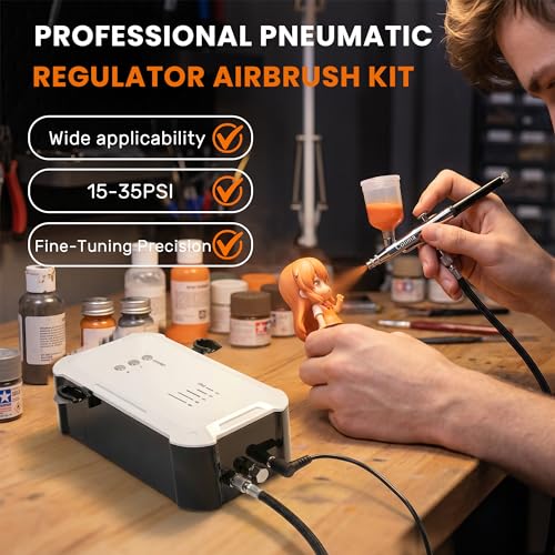 Colima Airbrush Kit with Air Compressor, 35 PSI 5 Pressure Levels Air Brush