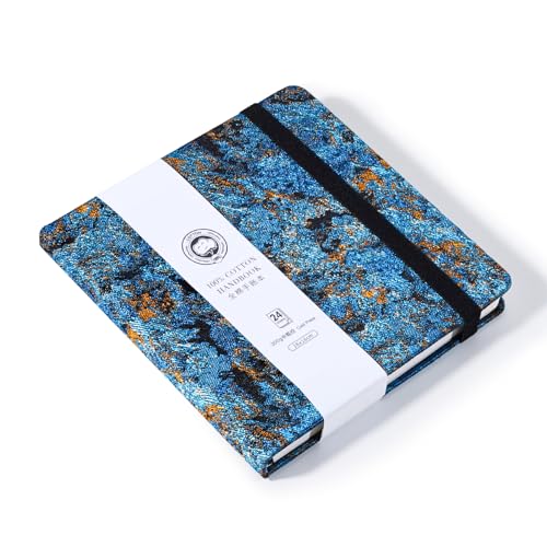 Lightwish Square Watercolor Journal,100% Cotton,300gsm/140lb,Acid-Free,24 Sheets Cold Press Watecolor Sketchbook for Artists Adults Students,6.29 * 6.29 Inches(Blue Starry Sky) - color: Blue Starry Sky