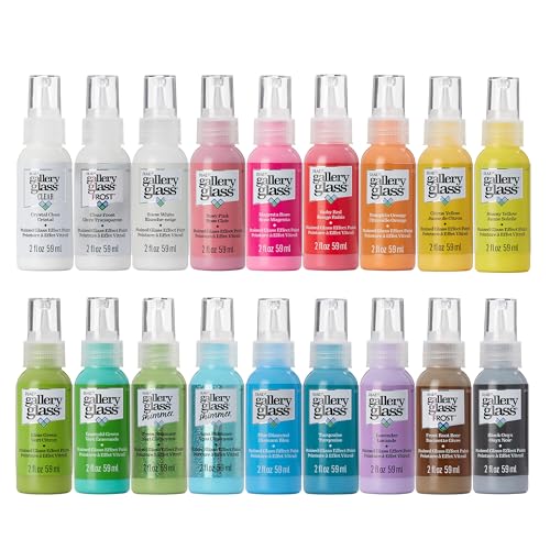 Gallery Glass Window Acrylic Craft Paint Set Formulated to be Non-Toxic, Perfect for Beginners and Artists, Eighteen Bottles, 2 Ounce, Assorted Colors 2, 2 Fl Oz (Pack of 18) - color: Best Sellers